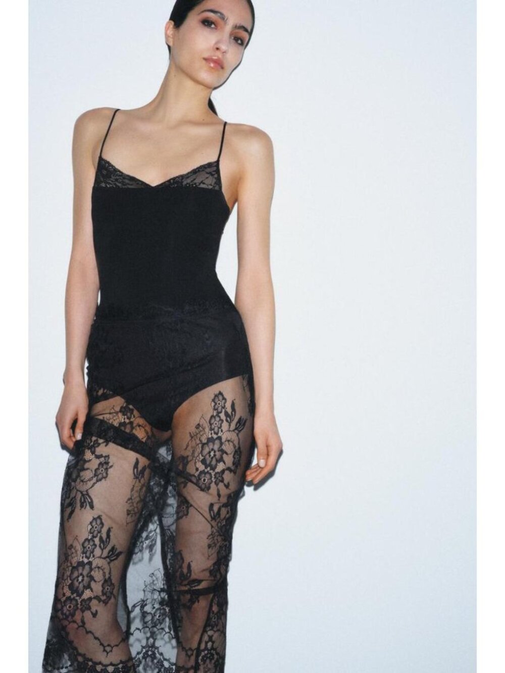ZARA LACE MIDI SKIRT